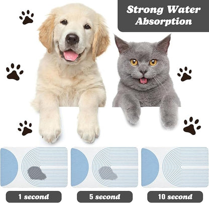 Dog Food Mats,Cat Absorbent Water Bowl Feeding Mats Pet Placemats for Food and Water Blue Bohemia 16 * 24 inch