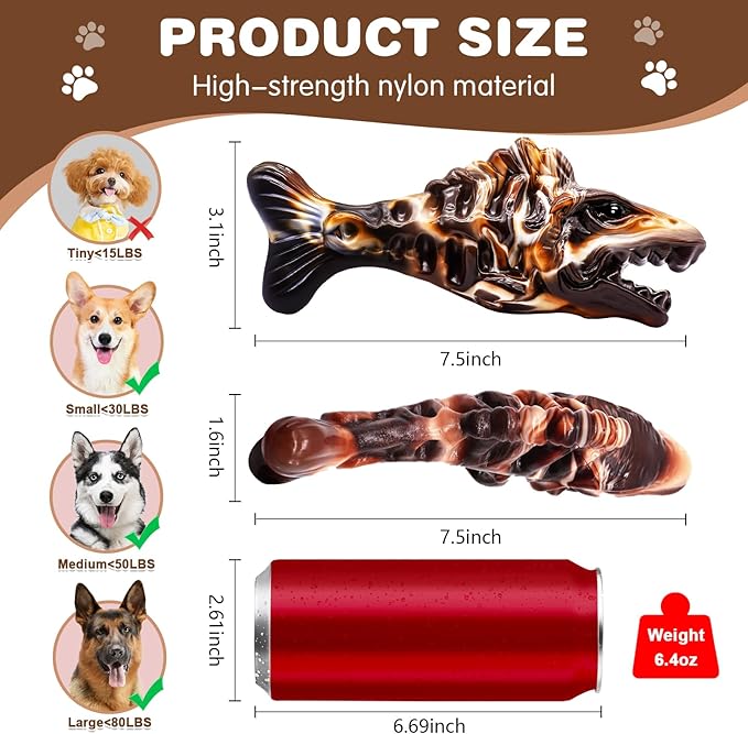 Tough Dog Toys for Aggressive Chewers 2 Pack, Indestructible Dog Toys to Keep Them Busy, Beef Flavor Nylon Dog Chew Toys for Large Dogs
