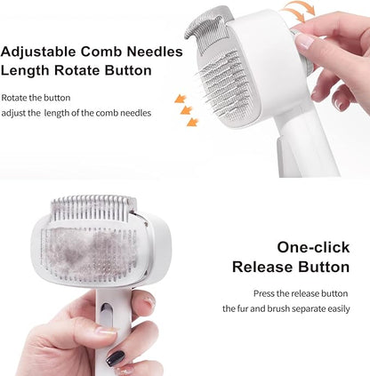 Cat Brush for Shedding, 2-in-1 Deshedding Brush & Dematting Comb for Long Haired Cats and Dogs, Slicker Brush for Dogs Effectively Removes Matted Fur & Tangles, White