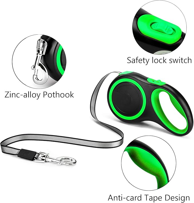 Segarty Retractable Dog Lead for Large Dogs, Pet Leash 26 Feet Long for Medium Large Pets Under 110Lbs, No Tangle Nylon Tape and 1 Button Break & Lock Heavy Duty Leads for Training Running