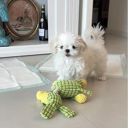 Squeaky Green Dog Plush Toy, Unique Color Cute Dog Toys for Chewing, Tough Puppy Toys for Teething Small Dogs, Stimulating Plush Chew Toy with Squeaker