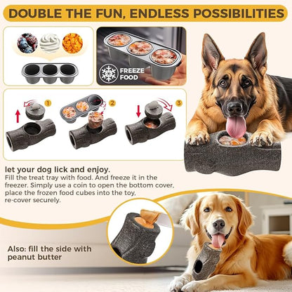Dog Frozen Treat Toys to Keep Them Busy - Heavy Duty Dog Puzzle Toys with Frozen Mold, Indestructible Aggressive Chew Toys for Large Dogs, Food Grade-Easy to Clean-Reduce Anxiety-Safe Chewing - 2PCS
