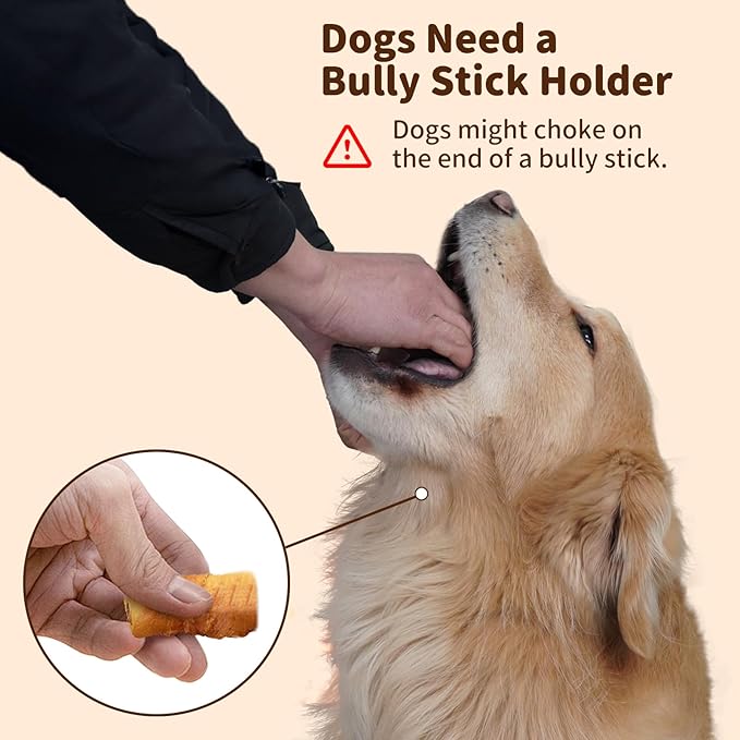 Bully Stick Holder for Dogs - for Aggressive Chewers Treat Chew Holder, Heavy Duty Yak Chew Toy Nylon Bone, Prevent Choking Safety Device for Small Medium Large Dogs, No More Swallowed Ends