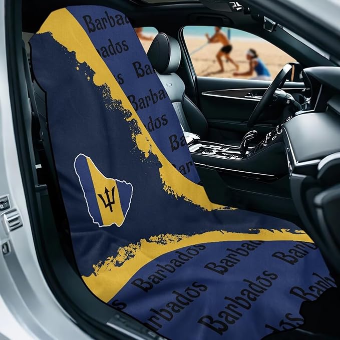 SEANATIVE Seat Cover Towel, Sweat Carseat Protector, Flag of Barbados Car Towel Cushion Cover Perfect for Car Truck SUV Seat, Great for Surfing Yoga Gym Workout