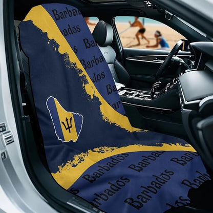 SEANATIVE Seat Cover Towel, Sweat Carseat Protector, Flag of Barbados Car Towel Cushion Cover Perfect for Car Truck SUV Seat, Great for Surfing Yoga Gym Workout