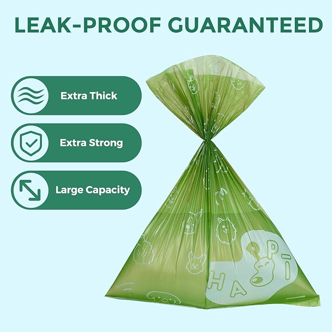 Dyforce Dog Poop Bags Rolls with Dispenser, 600 Count Value Pack Extra Thick Strong Leak Proof Poop Bags for Dogs Doggy, Scented Pet Waste Cat Litter Bags 9x13", Green