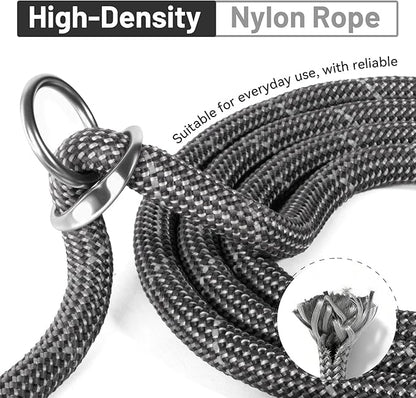 Hands-Free Dog Leash, 6.5ft Heavy Duty Reflective Nylon Leash with Dual Metal Hooks, Adjustable Crossbody & Waist Use for Walking, Jogging and Heel Training (Grey)