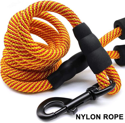 MayPaw Heavy Duty Rope Dog Leash, 6/8/10FT Nylon Pet Leash, Soft Padded Handle Thick Lead Leashes for Large Medium Dogs Walking Jogging (1/2" * 10', Orange)