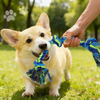 Rocfish [3 Pack Puppy Dog Rope Toys, 17.8 in 3 Knots Chew Toy for Small Medium Dogs, Heavy Duty Puppy Rope Toy, Natural Cotton Pull Toy for Tug of War and Teeth Cleaning