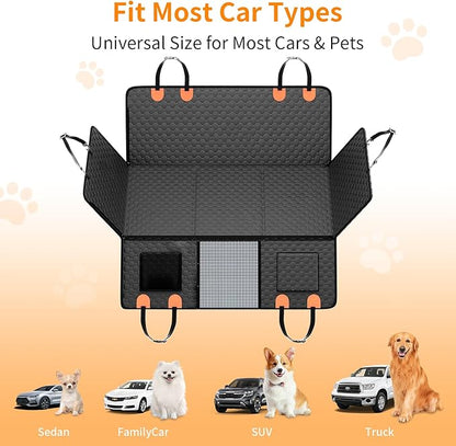 Back Seat Extender for Dogs, Dog Back Car Seat Cover Hard Bottom Holds 400lbs, Upgraded Material Waterproof Pet Car Bed Dog Hammock for Car, SUV, Truck