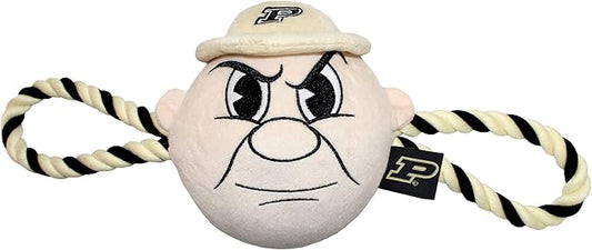 Pets First NCAA Purdue Boilermakers Nylon Mascot Dog Toy with Tough Dog Ropes & Inner Squeaker in Bright Team Colors