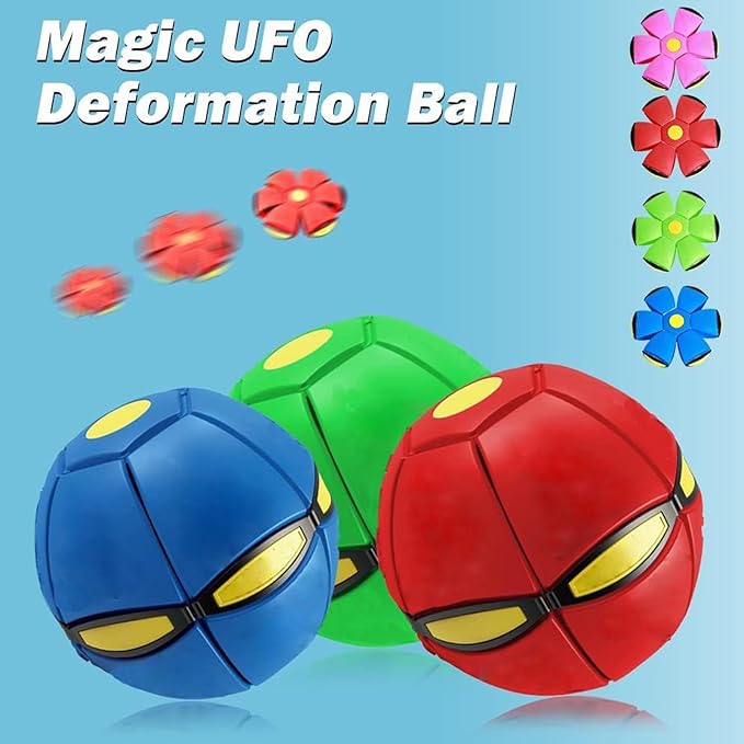UFO Magic Balls, Pet Toy Flying Saucer Ball With 3 Lights, Creative Doggy Disc Ball Stomp, Portable Decompression Flying Flat Throw Dog Balls Toy for Childrens Kids Medium Dogs Outdoor Sports (Green)
