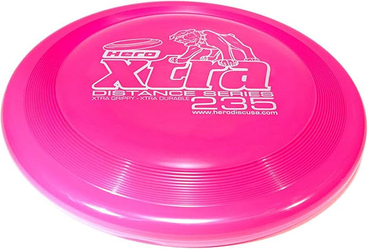 Hero Disc USA Hero Xtra 235 Distance Dog Frisbee, Outdoor Dog Toy and Pet Frisbee, Distance Dog Flying Disc (Pink)