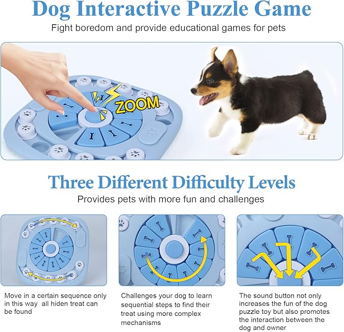 Dog Puzzle Toys - Treat Dispensing Dog Enrichment Toys for IQ Training & Brain Stimulation - Interactive Mentally Stimulating Toy - Gifts for Puppies, Cats, Dogs
