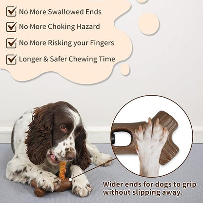 Bully Stick Holder for Dogs - for Aggressive Chewers Treat Chew Holder, Heavy Duty Yak Chew Toy Nylon Bone, Prevent Choking Safety Device for Small Medium Large Dogs, No More Swallowed Ends