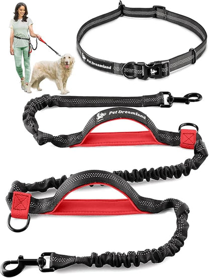 Pet Dreamland Exquisite Hands Free Dog Leash for Large Dogs. Ultimate Comfort & Freedom for Running, Walking, Hiking. Premium Quality, Durable & Versatile Waist Leash. Your Dog Will Love It.