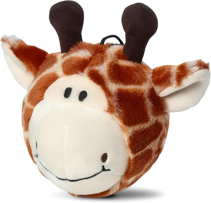 Pet Lou 4 Inch Squeaky Giraffe Ball Dog Plush Toy, Stuffing-Free Soft Plush, Durable Bouncy Squeaker Ball, Floats in Water, Small & Medium Breed Chew Toys