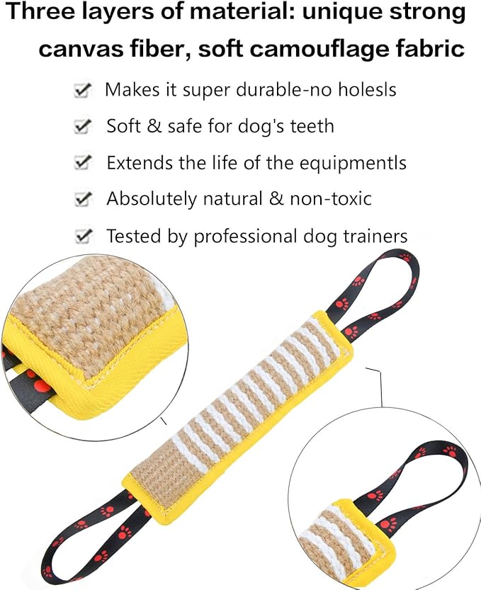 Clysoru Dog Tug Toy Tough Jute Bite Pillow Lasting Training Equipment Puppy to Large Dogs Interactive for Large and Small