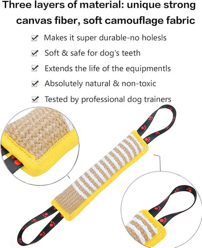 Clysoru Dog Tug Toy Tough Jute Bite Pillow Lasting Training Equipment Puppy to Large Dogs Interactive for Large and Small