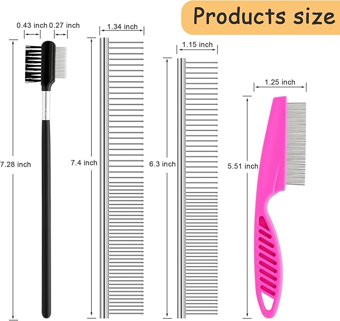 10 Pack Flea Comb for Dogs, Stainless Steel Dog Cat Grooming Combs with Rounded Teeth for Remove Fleas Lice Eggs, Tick Removal Tool for Small Pets