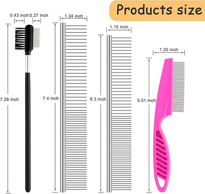10 Pack Flea Comb for Dogs, Stainless Steel Dog Cat Grooming Combs with Rounded Teeth for Remove Fleas Lice Eggs, Tick Removal Tool for Small Pets