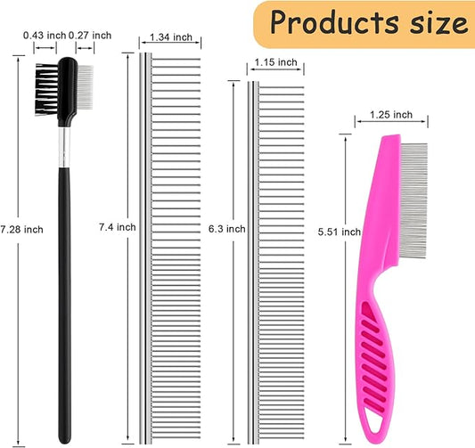10 Pack Flea Comb for Dogs, Stainless Steel Dog Cat Grooming Combs with Rounded Teeth for Remove Fleas Lice Eggs, Tick Removal Tool for Small Pets
