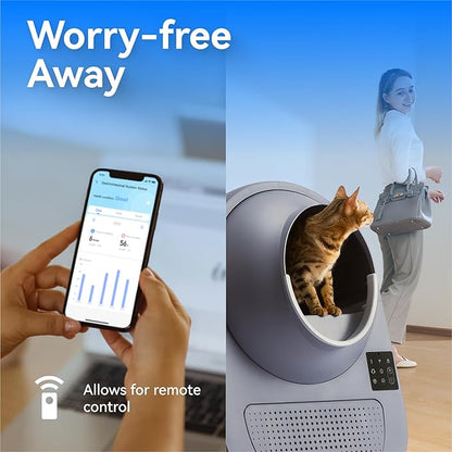 CATLINK Self Cleaning Cat Litter Box for Multiple Cats, Health Monitoring, Automatic Litter Box with APP, Odor Control, 65L Safe Pinch-Free Robot Cat Litter Box, Grey/Large (Luxury Pro-X)
