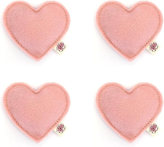 Catnip Toy – Heart Shape, Organic Catnip, 100% Wool Felt, Grown & Made in The USA - Pink, 4 Pack