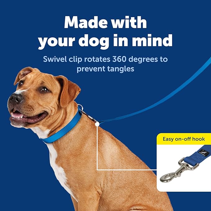 PetSafe Nylon Leash - Strong Nylon for Everyday Walks - Durable Pet Leash with Quick Attach Clip - Comfortable Soft Grip - 6 Feet - Royal Blue