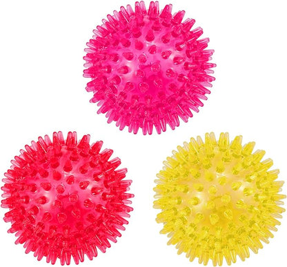 petizer 3-Pack 3.5” Squeaky Dog Toy Balls, Floating Dogs Pool Balls, Dog Spiky Balls, Interactive Fetch Toys for Puppy, Dog Chew Toys - Safe, BPA Free