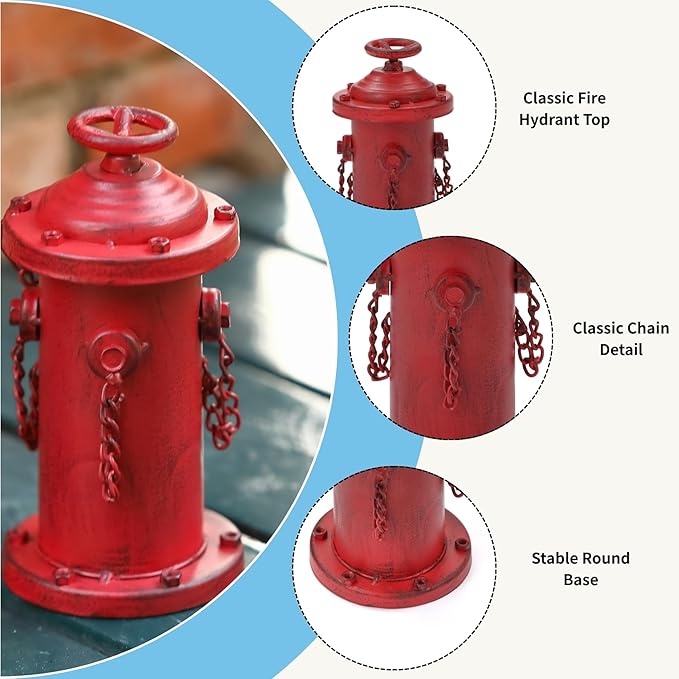 Fire Hydrant for Dogs to Pee On, 7.7" Metal Dog Fake Fire Hydrant Pee Post Red for Indoor Training Outdoor Garden Statue