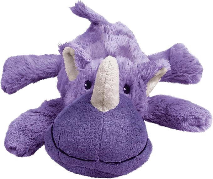 KONG Cozie Plush Dog Toys 2 Pack – Durable & Soft Squeaky Toys for Medium Dogs – Assorted Animal Characters (Rosie The Rhino)