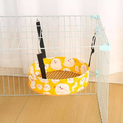 Cat Hammock Cat Hanging Bed for Cage, Adjustable Straps, for Kennel Chair with Metal Frame, for All Seasons (Orange, L)