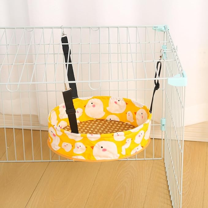 Cat Hammock Cat Hanging Bed for Cage, Adjustable Straps, for Kennel Chair with Metal Frame, for All Seasons (Blue, L)