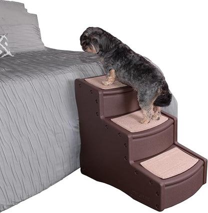 Pet Gear Easy Step III Pet Stairs, 3 Step for Cats/Dogs, Removable Washable Carpet Treads, for Pets Up to 150lbs, No Tools Required, Available in 9 Colors, Espresso