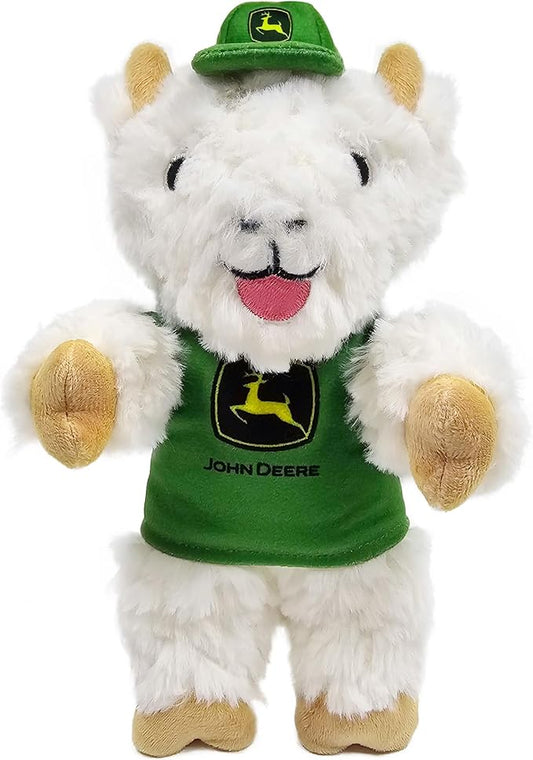 JohnDeere Goat Plush Toy for Dogs and Cats with Squeaker, Wearing a John Deere Jersey! Safe, Fun & Sporty Goat Shaped Dog Chew Toy, Interactive Pet Toy, Plush Teddy Bear for Pets