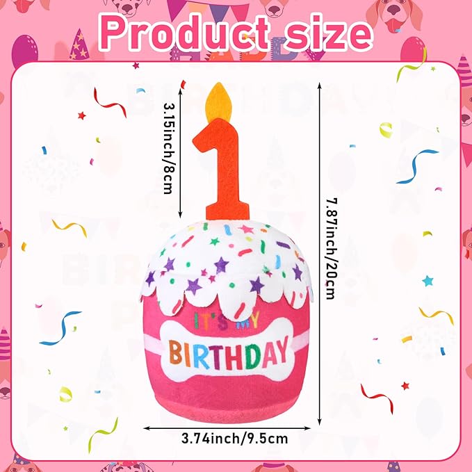 Dog Birthday Cake Toy Accessories for Girl Boy Gifts, Squeaky Plush Toy for Dog Birthday Party Decor Favor for Large, Medium and Small Dogs(1st,Pink)