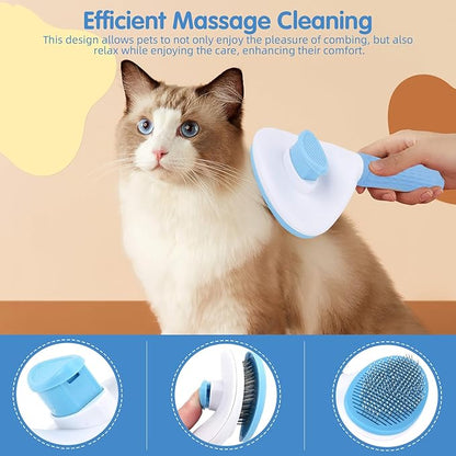 Aglads 3PCS Cat Rabbit Bunny Dog Grooming Kit, Self-Cleaning Slicker Cat & Dog Brush for Shedding, Fine-Needle Comb, Pet Nail Clipper & File for Long/Short-Haired Pets, Easy to Remove Loose (3, blue)