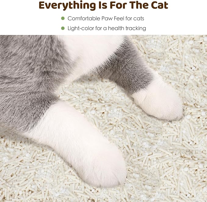 Non-Stick Strong Clumping Cat Litter, Plant Odor Control Tofu Cat Litter + Cassava Mixed Litter, Light Color for Health Tracking
