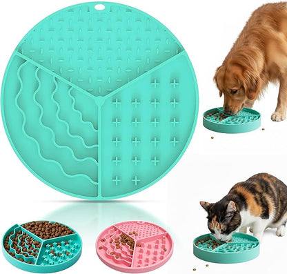 Silicone Slow Feeder Dog & Cat Bowl | Puzzle Cat Feeder for Slow Eating, Non-Slip Fun Pattern, Mental Enrichment, Digestion & Bloat Relief | Interactive Pet Enrichment Bowl, Prevents overeating(Green)