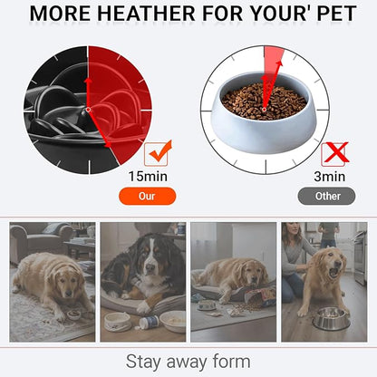 Petygooing 8.66 in Dog Bowl Ceramic Slow Feeder for Medium Large Dogs,Elevated/Raised Slow Feeding Dog Food Water Dish Heavy Weighted,Puzzle Eating Bowl Modern Maze (Black, 8.66in)