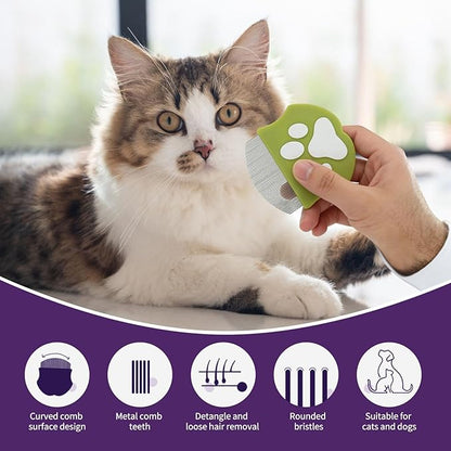 Pet Detangling & Flea Comb for Dogs and Cats – Stainless Steel Fine Teeth Grooming Comb for Tangled Hair, Flea Removal, and Shedding Control – Ideal for Long & Short Haired Pets (Dark green)