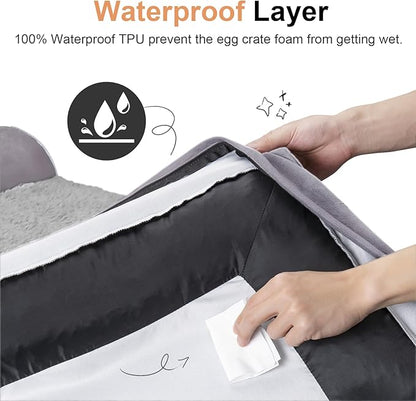 Large Dog Bed Orthopedic Washable: Beds Bolster XL Bed Big XLarge Dogs Egg Crate Foam Couch Sofa Waterproof with Removable Cover - Purple