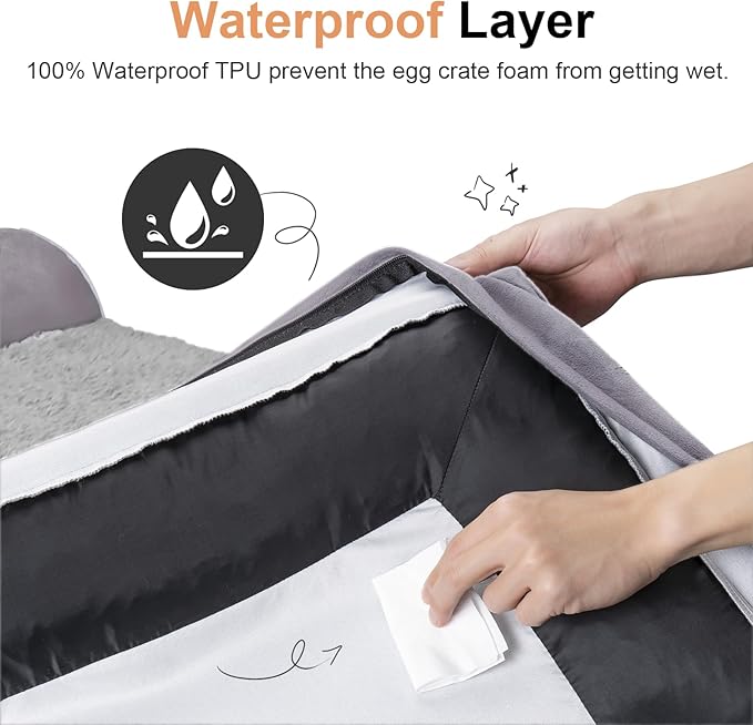 Large Dog Bed Orthopedic Washable: Jumbo Dog Bed Bolster Extra Large Dogs Egg Crate Foam Sofa Couch Waterproof Removable Cover - Purple