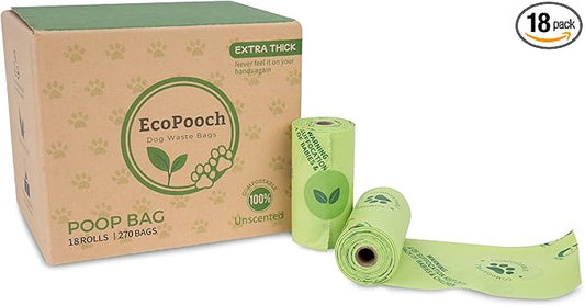 Dog Waste Bags - 100% real compostable dog poop bags, biodegradable poop bags, bolsas para perros popo - Odorless, easy to tear apart, leak proof and unscented, 270 count