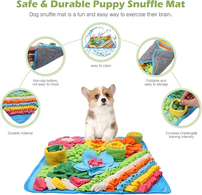 KeeKit Snuffle Mat for Dogs, Interactive Puzzle Feeding Game for Stress Relief & Foraging Skills, Non-Slip Portable Treat Feeding Mat for Small Medium Breed