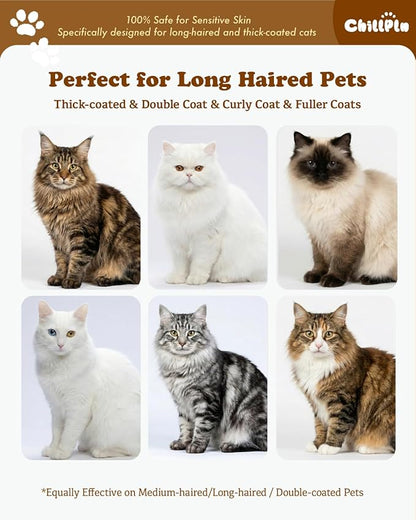 Cat Brush for Long Haired Cats - Double Sided Dematting Undercoat Rake for Persian, Ragdoll, Maine Coon - Professional Grooming Tool to Remove Mats, Tangles & Shedding - Skin-Safe Teeth