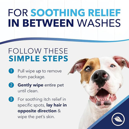 TropiClean Oxymed Soothing Allover Cat & Dog Wipes For Paws And Butt | Anti Itch Relief For Dogs & Cats 50 Count
