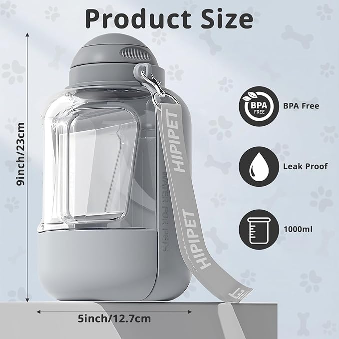 Portable Dog Water Bottle, Leak-Proof Travel Bowl for Large Dogs, Foldable Pet Water Dispenser for Hiking, Camping, Walking Essentials