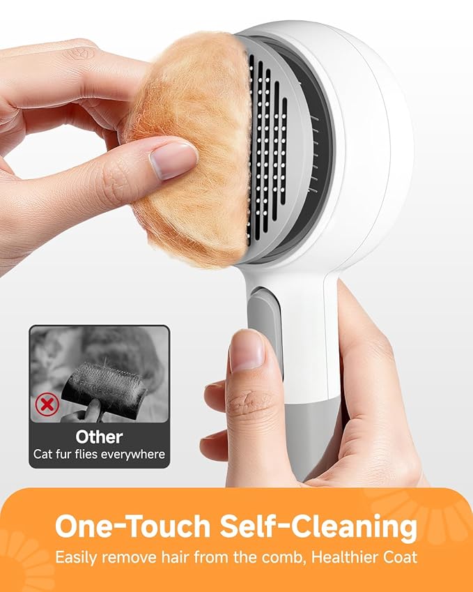 Pet Spray Brush for Cats & Dogs, 3-in-1 Grooming Tool with Cool Mist, 2-Speed Spray Settings, Removes Dander & Deshedding, One-Touch Self-Cleaning Hair Brush, for Long Short Hair Pets